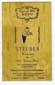 Menu for Steuben’s Restaurant and Vienna Room